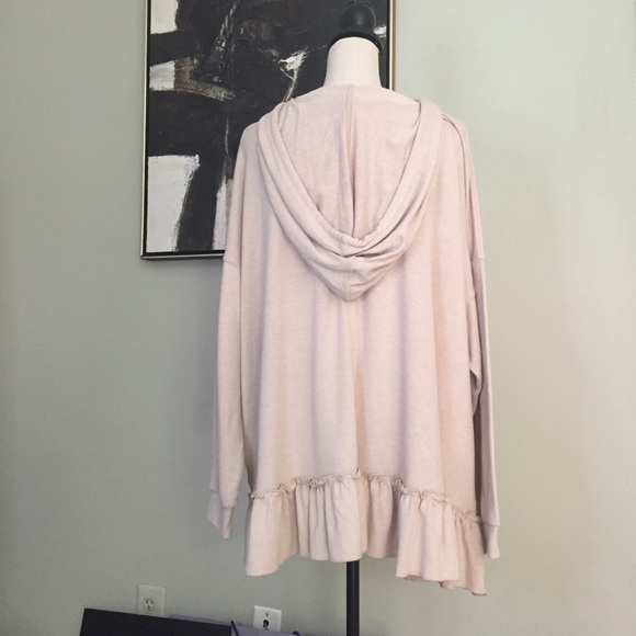 Easel - Cozy Oversized Pink Ruffle Hem Hoodie, size L - Picture 4 of 10